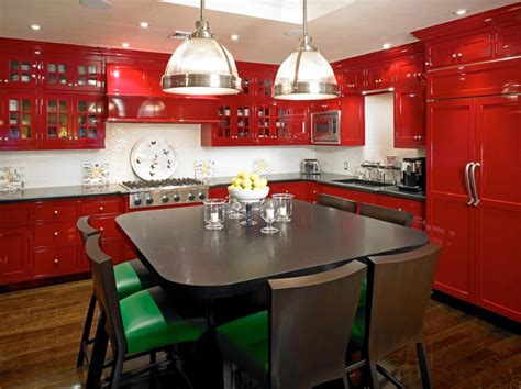 red cabinets kitchen with stainless steel countertops|dark red kitchen cabinets.